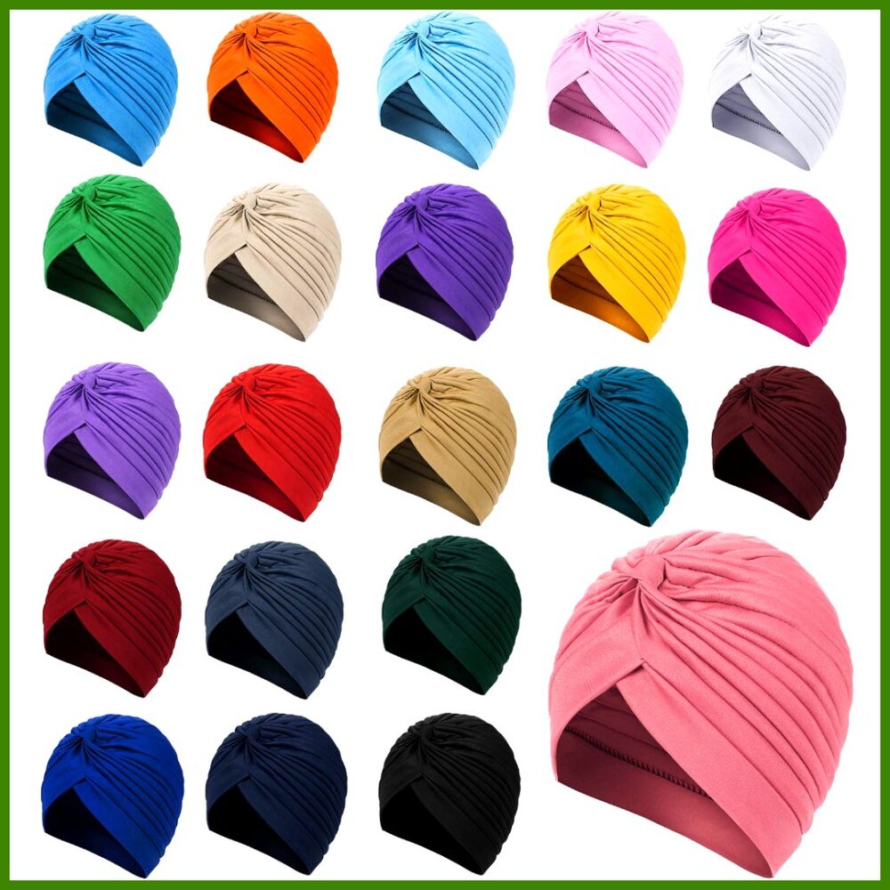 Polyester Stretch Turbans Chemo Head Wrap Beanie Hats for Women